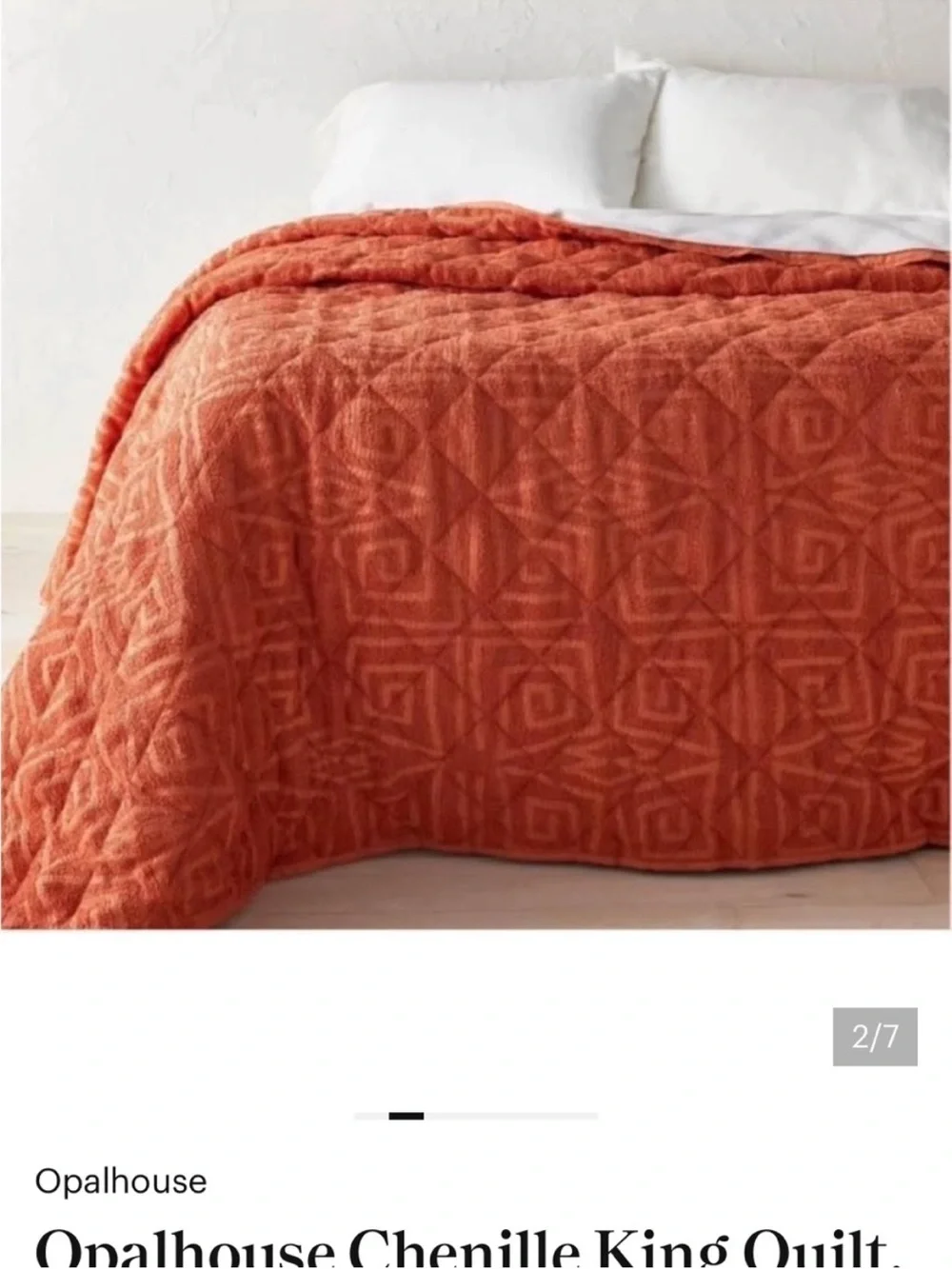 Opalhouse Jungalow F/Q Vintage Chenille Apricot Quilt and Shams Set